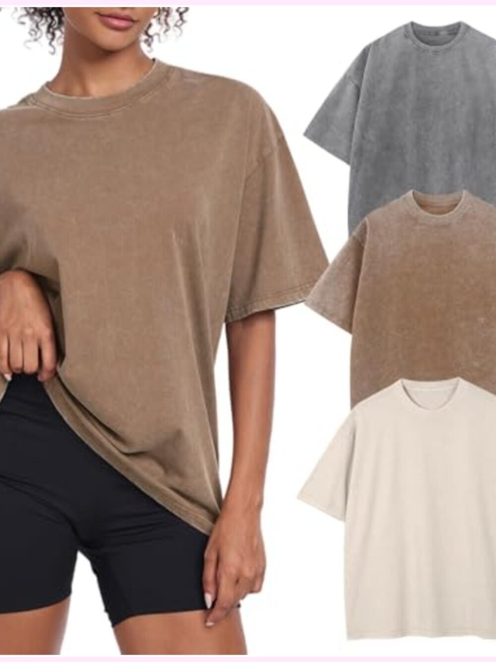 Oversized Acid Wash Baggy Cotton T Shirt Boyfriend Crewneck Tee